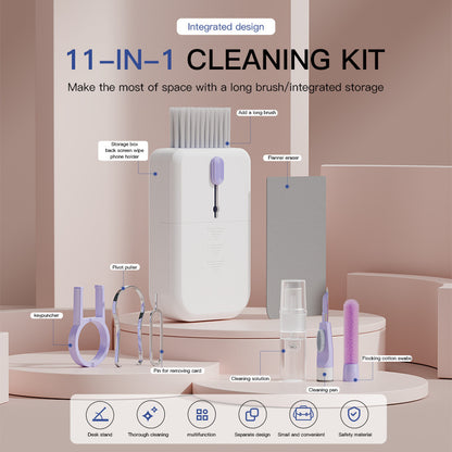 Portable 11-in-1 Electronics Cleaning Kit – Keyboard, Phone, Earphone & Screen Cleaning Tools with Storage Box